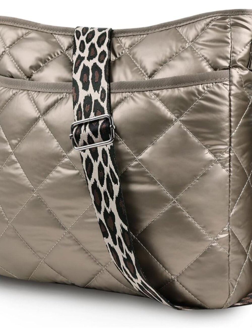 Quilted Crossbody & Puffer Shoulder Bag, Tote with Zipper - Fashion Cotton Quilt